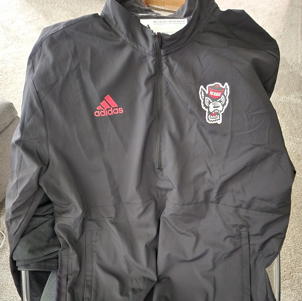 Adidas Black and Red Windbreaker Jacket